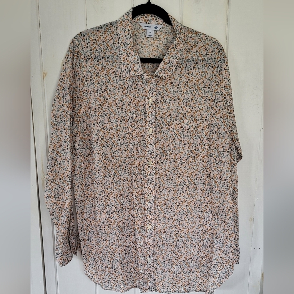 Retro Floral Print Button Down Classic Shirt Size XXL